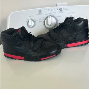Nike Black and Red High-Top Sneakers